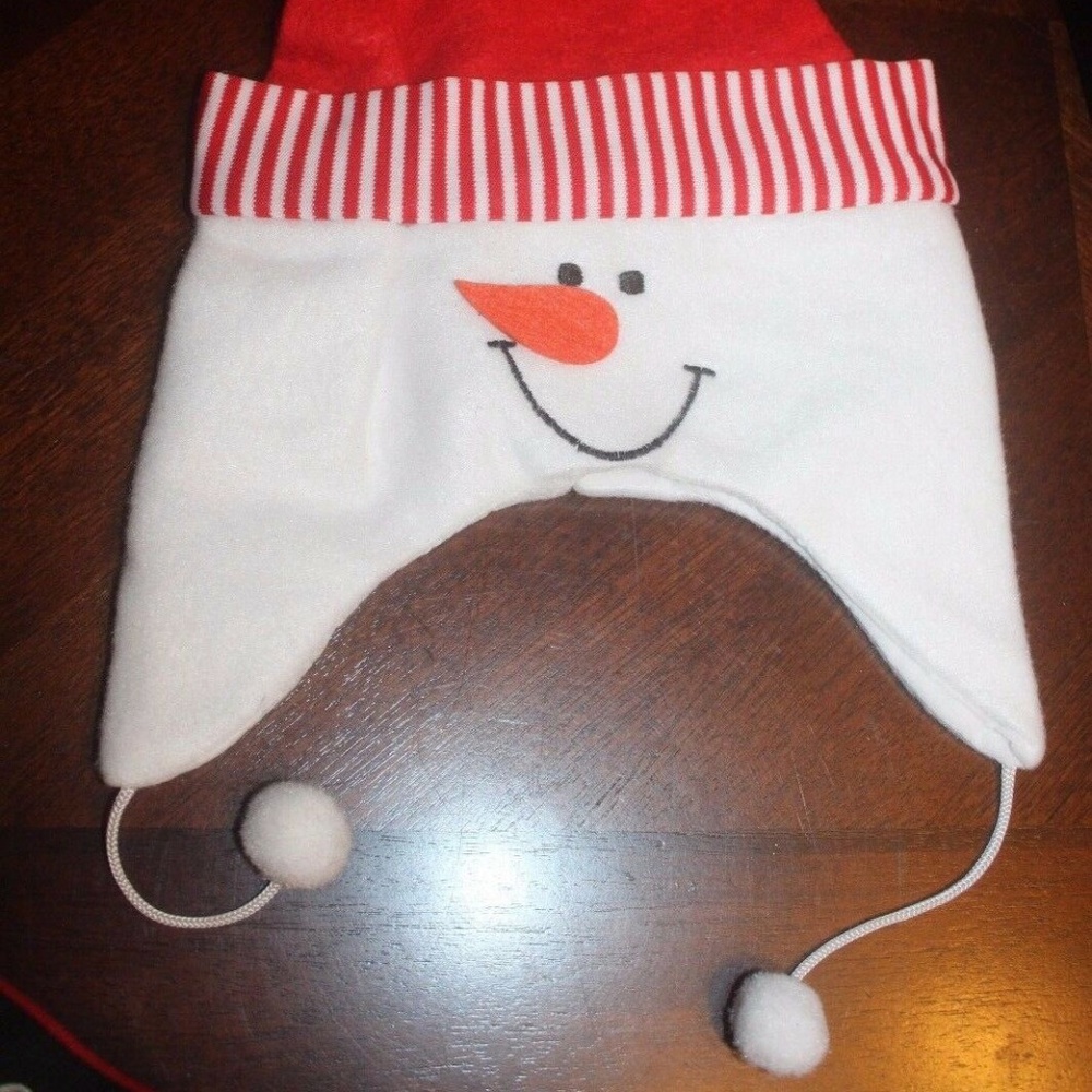 Christmas House Snowman Cap for Baby or Child red white fluffy snowball OS New… - Picture 2 of 4